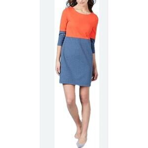 Boden Shift Tunic Dress Size 4 Color Block Blue Orange‎ 3/4 Sleeve Knee Length